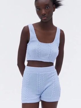 Zara Knit Matching Cable Knit Shorts & Tank Set Size S